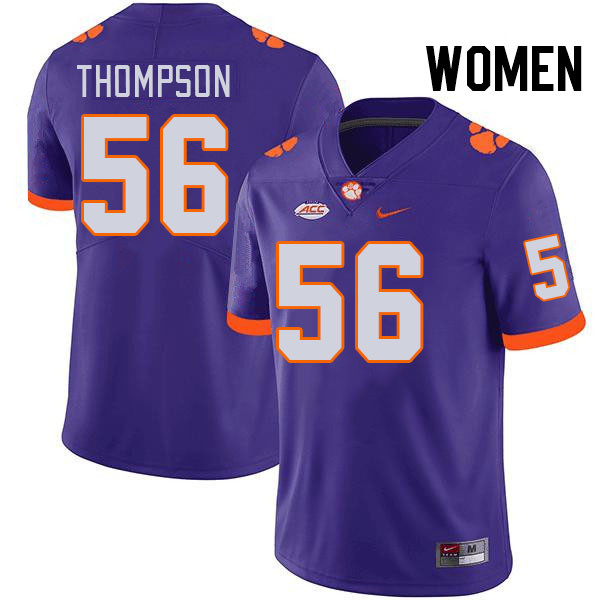 Women #56 Champ Thompson Clemson Tigers College Football Jerseys Stitched-Purple